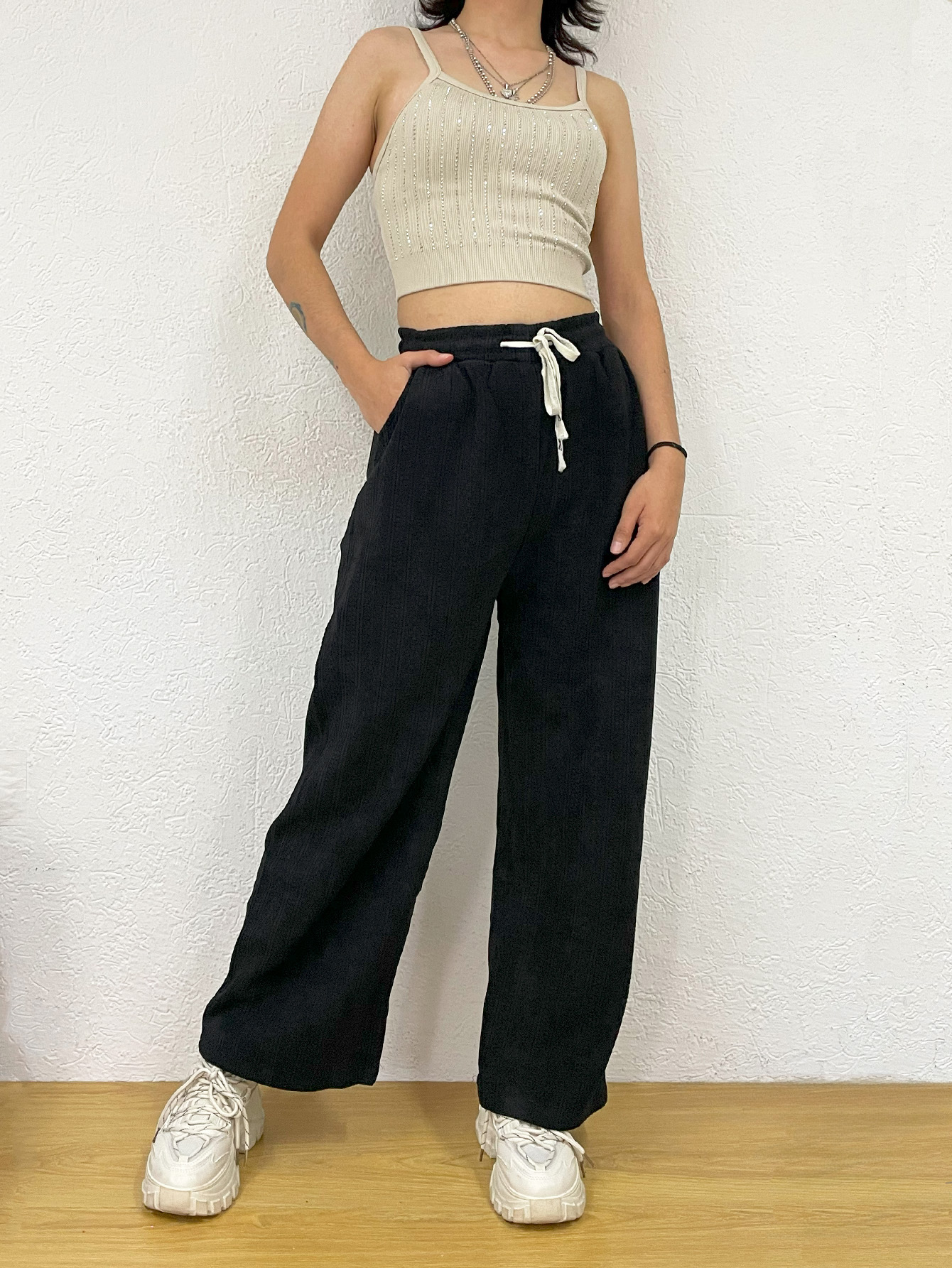 Pantalones de Tela Ligera para Mujer | Estilo Casual con Cordón, Cómodos y Transpirables