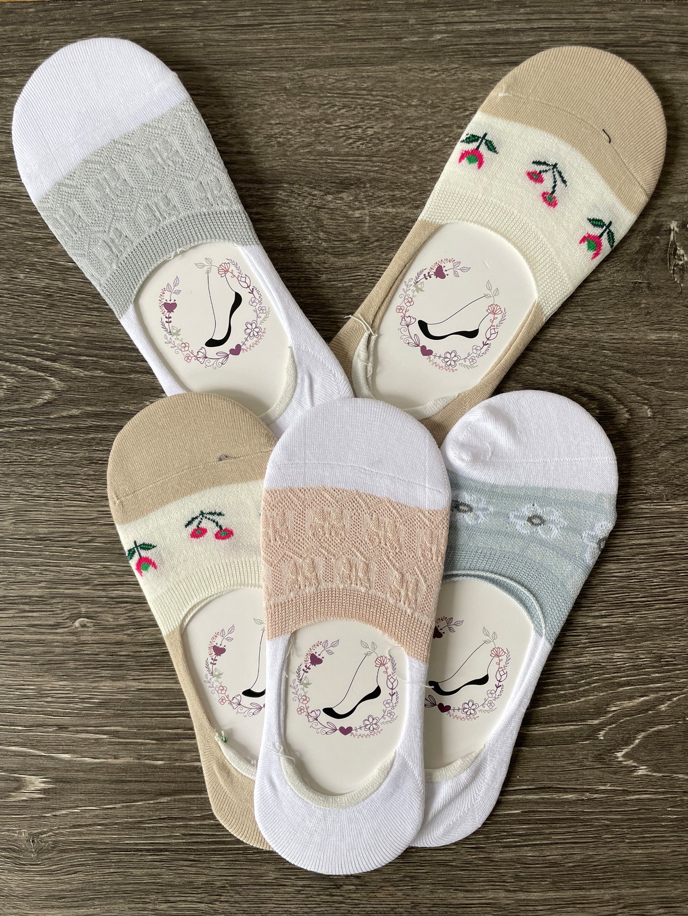 Calcetines Invisibles de Corte Bajo para Mujer - Algodón Antideslizante con Diseño divertidos, Transpirables para Verano